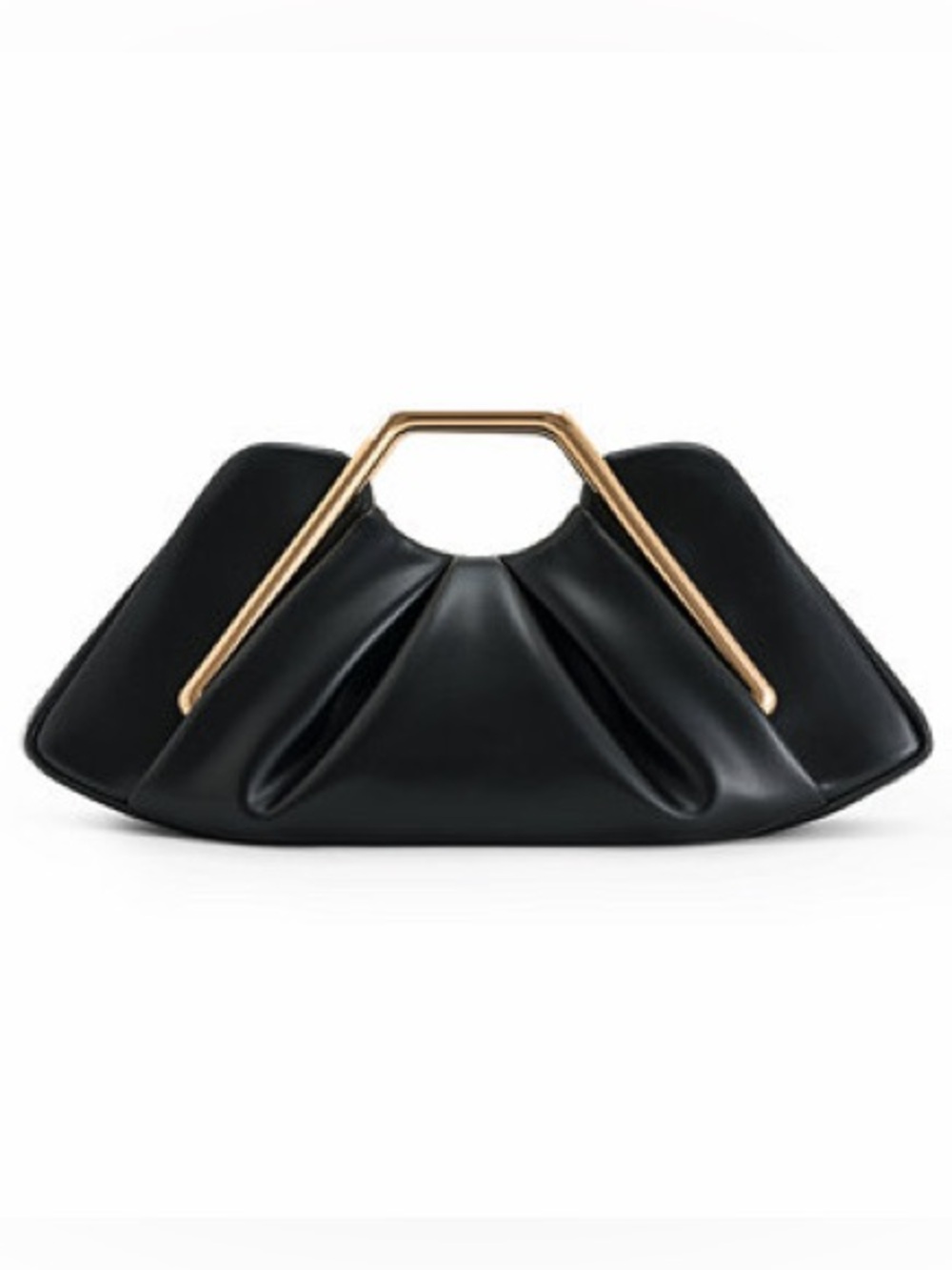 TU.Luxe Kendall Black Leather Frame Handle Clutch - NWT Vegan